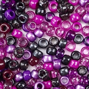 Blackberry Multicolor Mix Plastic Pony Beads 6 x 9mm, 500 beads