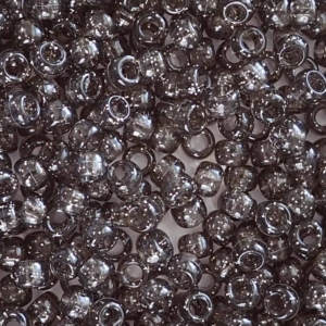 Jet Black Silver Glitter Plastic Pony Beads 6 x 9mm, 500 beads