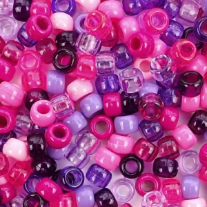 Berry Medley Pink & Purple Mix Plastic Pony Beads 6 x 9mm, 500 beads