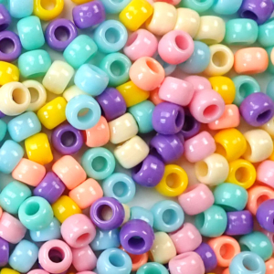 Pretty Pastels Opaque Multicolor Mix Plastic Pony Beads 6 x 9mm, 500 beads