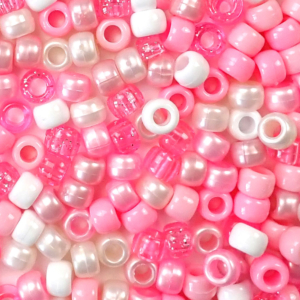 Pink Baby Shower Multicolor Mix Plastic Pony Beads 6 x 9mm, 500 beads