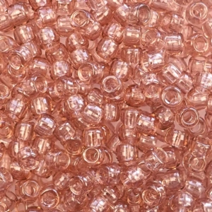 Vintage Peach Transparent Plastic Pony Beads 6 x 9mm, 500 beads