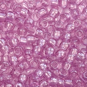 Antique Rose Pink Transparent Plastic Pony Beads 6 x 9mm, 500 beads