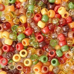 Autumn Earth Tones Mix Plastic Pony Beads 6 x 9mm, 500 beads