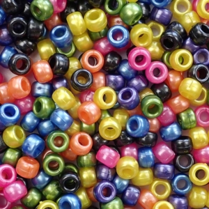 Dark Pearl Multicolor Mix Plastic Pony Beads 6 x 9mm, 500 beads