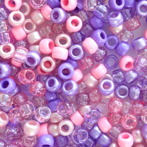 Pastel Pink & Purple Mix Plastic Pony Beads 6 x 9mm, 500 beads