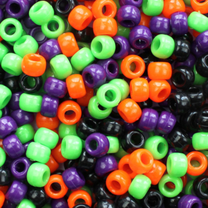 Halloween Opaque Mix Plastic Pony Beads 6 x 9mm, 500 beads