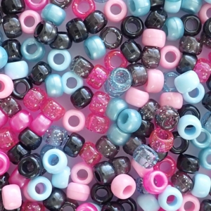 Confetti Pop Mix Plastic Pony Beads 6 x 9mm, 500 beads
