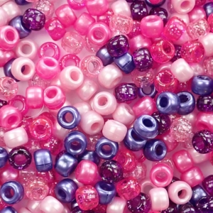 Pink & Purple Mix Plastic Pony Beads 6 x 9mm, 500 beads