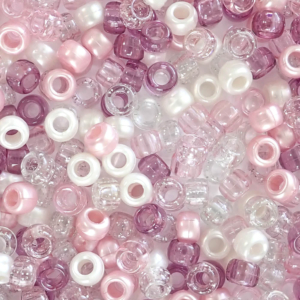 Pink Ice Multicolor Mix Plastic Pony Beads 6 x 9mm, 500 beads