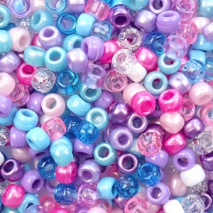 Princess Color Mix Plastic Pony Beads 6 x 9mm, 500 beads