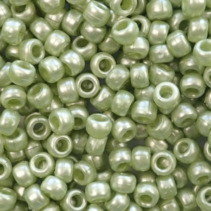 Light Fern Green Pearl Plastic Pony Beads 6 x 9mm, 500 beads