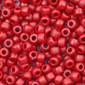 Matte Red Opaque Plastic Pony Beads 6 x 9mm, 500 beads