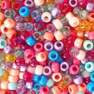 Beach Party Multicolor Mix Plastic Pony Beads 6 x 9mm, 500 beads