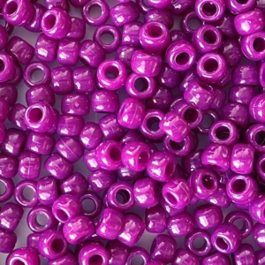 Dark Boysenberry Pink Opaque Plastic Pony Beads 6 x 9mm, 500 beads