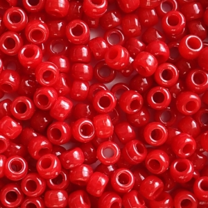 Harvest Red Opaque Plastic Pony Beads 6 x 9mm, 500 beads