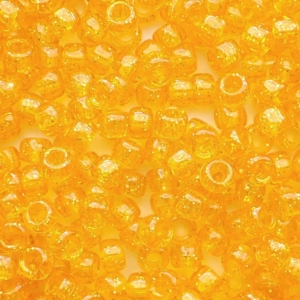 Golden Sun Glitter Plastic Pony Beads 6 x 9mm, 500 beads