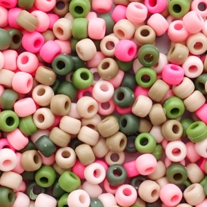 Matte Pink Camouflage Mix Plastic Pony Beads 6 x 9mm, 500 beads