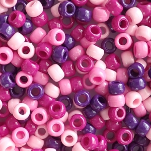 Sweet Berry Purple & Pink Mix Plastic Pony Beads 6 x 9mm, 500 beads