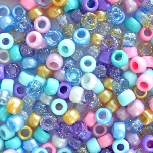 Golden Mermaid Mix Plastic Pony Beads 6 x 9mm, 500 beads