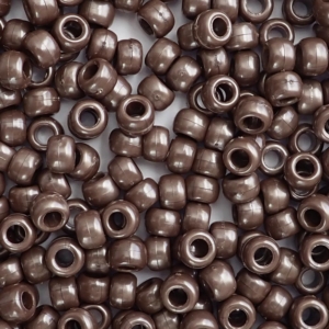Chocolate Brown Pearl Plastic Pony Beads 6 x 9mm, 500 beads