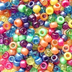 Sparkle & Shimmer Mix Plastic Pony Beads 6 x 9mm, 500 beads
